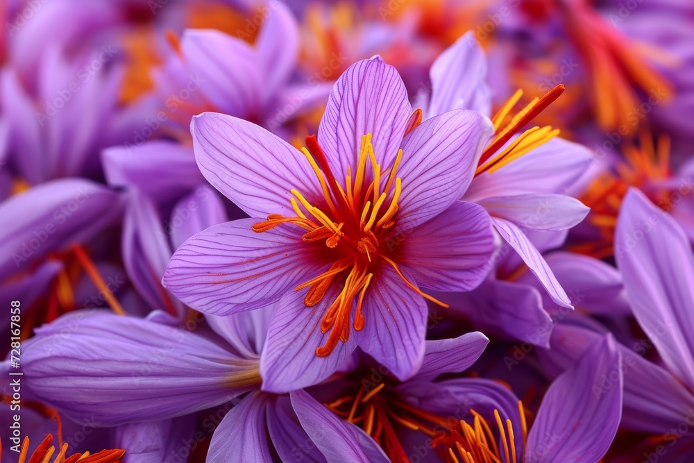 Close-up of saffron with purple flower Close-up of saffron with purple flower