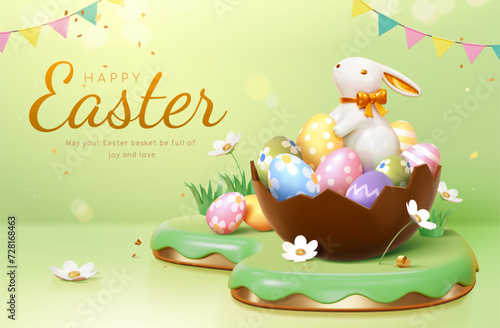3D Green Easter holiday template
