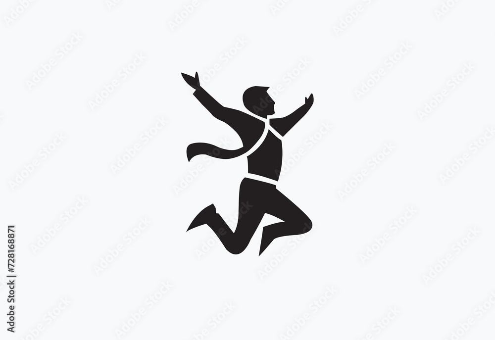 business people jump vector logo simple black and white background