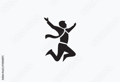 business people jump vector logo simple black and white background