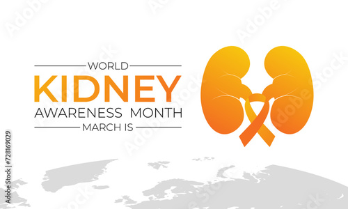 March is National Kidney Month. Holiday concept. Banner poster, flyer and Banner, background design.