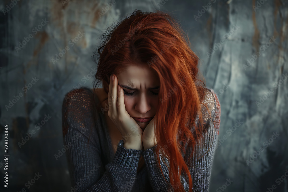 Obraz premium Sad depressed desperate grieving crying young woman