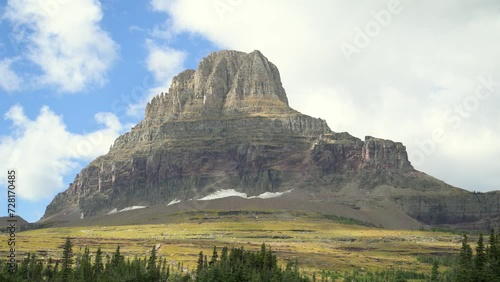 Viewing Mount Oberlin from the Hidden Lake Trail in Glacier National Park, static photo