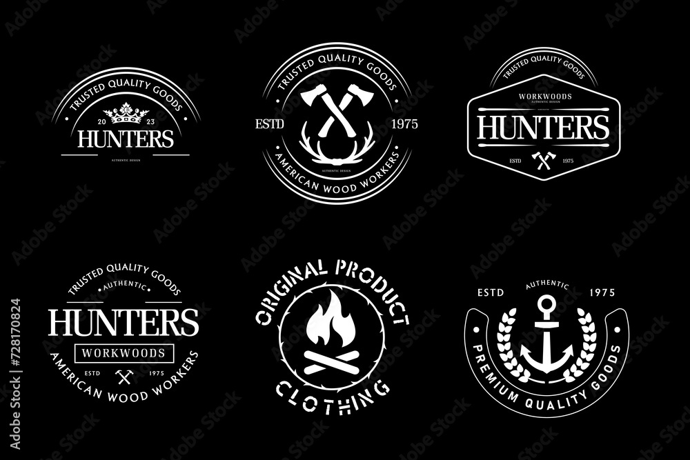 Obraz premium Retro badge. Old emblem, logo frame and vintage silhouette badges hipster design vector set