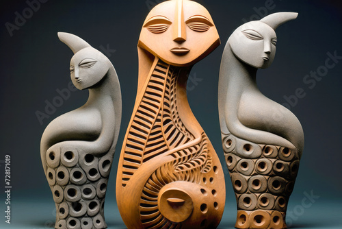 Zen art. Statue. Sculpture. Ancient art. Ceramic designs. Dark background. Web designs. 4K high resolution. Goddess of art.