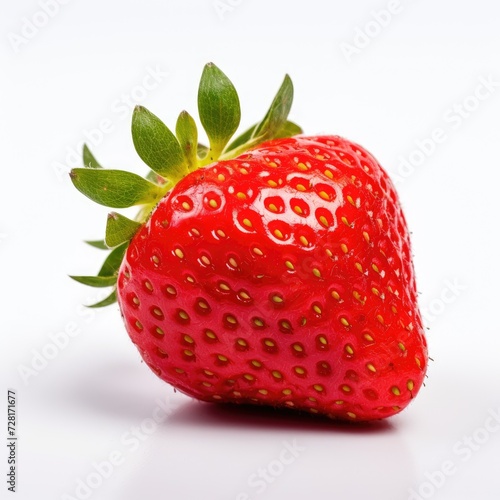 Ripe juicy strawberry on white background, isolated, close up