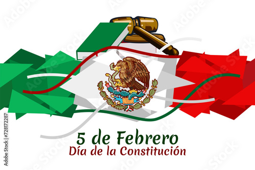 Happy Constitution Day of Mexico. Translation: February 5.Constitution Day. National holiday of Mexico Vector illustration. Suitable for greeting card, poster and banner.