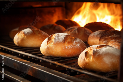 freshly baked bread in the oven