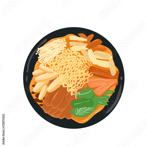 Budae jjigae korean food illustration