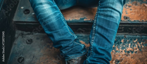 Attractive Blue Jean Style on Background - A Perfect Blend of Attractive Blue Jean Style with Mesmerizing Background