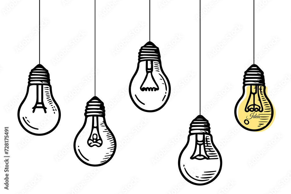 doodle of light bulb illustration, idea symbol on white background. doodle of light bulb illustration, idea symbol on white background.