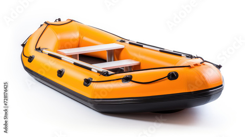 Inflatable raft rescue dinghy lifeboat isolated on a white background, Ai Generated.