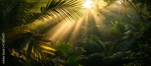 Light Rays Piercing through the Lush Jungle of Hawaii