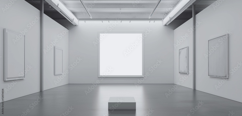 An avant-garde art gallery with a minimalist aesthetic, showcasing a solitary empty frame. An avant-garde art gallery with a minimalist aesthetic, showcasing a solitary empty frame.