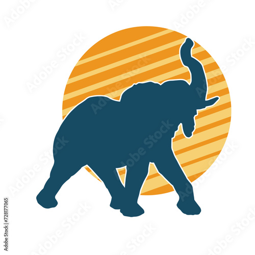 Silhouette of a big elephant animal. Silhouette of a wild elephant animal.
