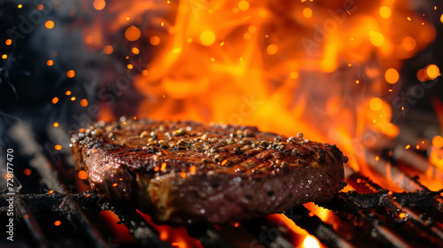 The unmistakable aroma of a steak grilling over an open flame promising a delicious and satisfying meal ahead.