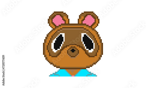 Pixel art of tom nook animal crossing character vector