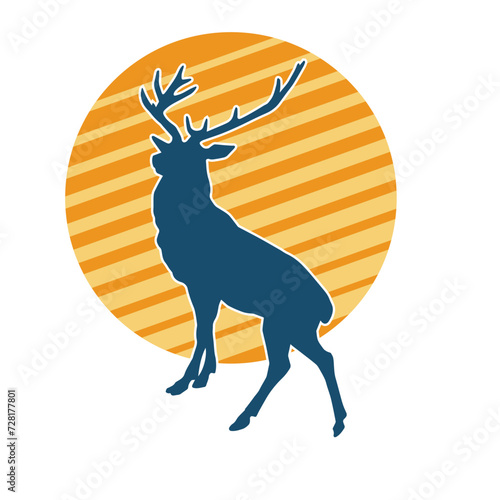 Silhouette of a deer wild forest animal with antlers.