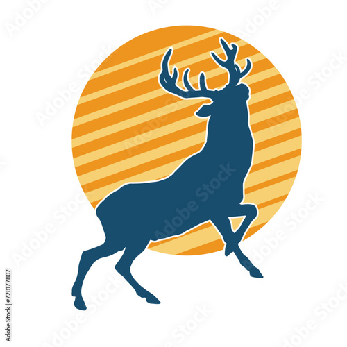 Silhouette of a deer wild forest animal with antlers.