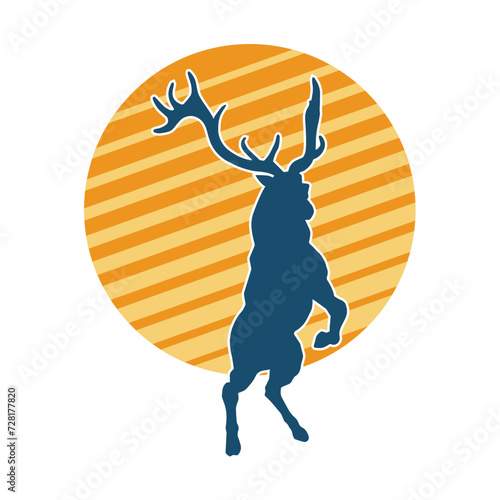 Silhouette of a deer wild forest animal with antlers.