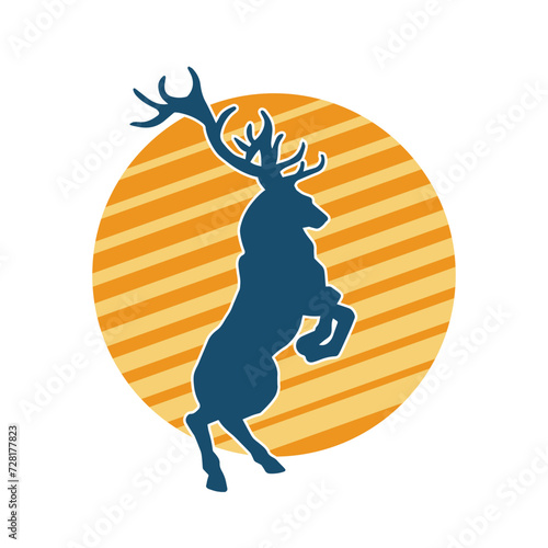 Silhouette of a deer wild forest animal with antlers.