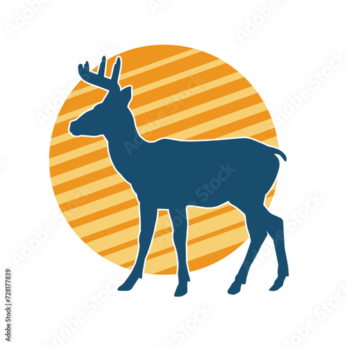 Silhouette of a deer wild forest animal with antlers.