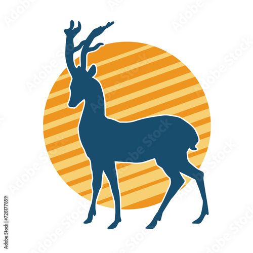 Silhouette of a deer wild forest animal with antlers.