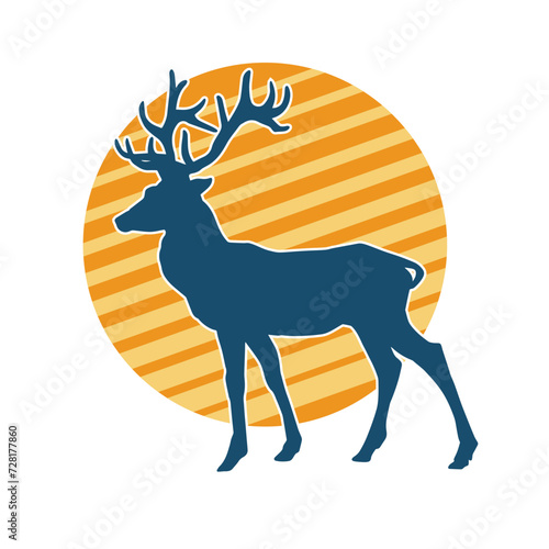 Silhouette of a deer wild forest animal with antlers.