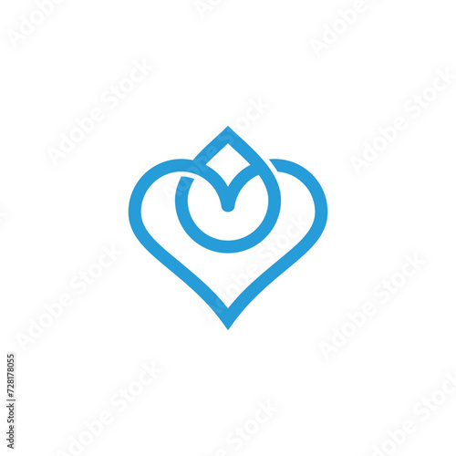 water drop pure water love heart logo vector photo