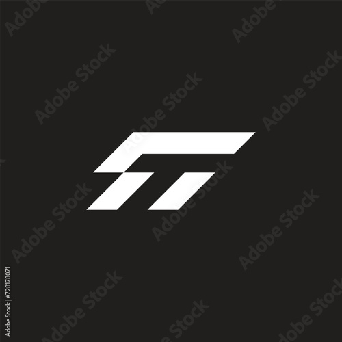 letter ct negative space geometric logo vector