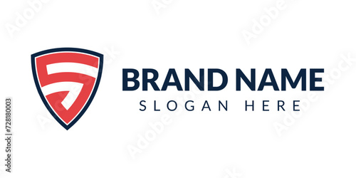 5 shield lettermark modern logo design vector