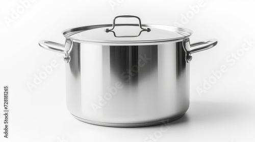 3d rendering of a stainless steel saucepan isolated in white background