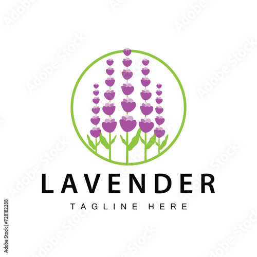 Lavender logo simple design vector cosmetic plant purple color and aromatherapy lavender flower garden template
