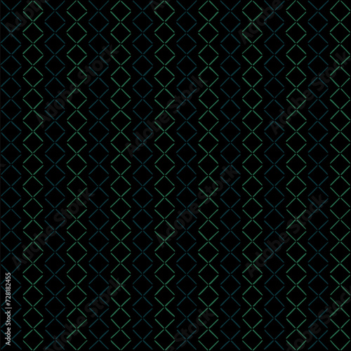 hand drawn lines of green, blue squares from stripes. black repetitive background. vector seamless pattern. retro decorative art. geometric fabric swatch. wrapping paper. design template for textile