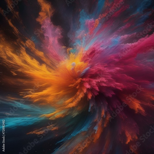 A chaotic explosion of colors giving life to an abstract and vibrant universe, expressing energy and spontaneity5