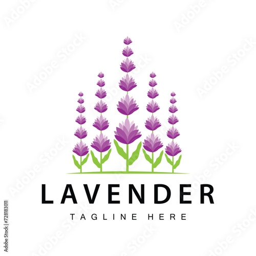Lavender logo simple design vector cosmetic plant purple color and aromatherapy lavender flower garden template