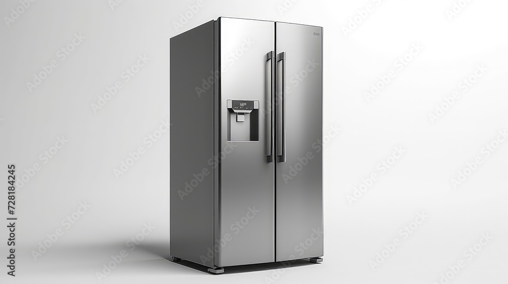 3d rendering of a black fridge isolated in white studio background.