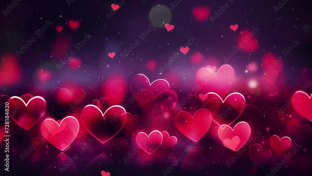 Abstract background with red hearts neon light. valentine hearts background. seamless looping overlay 4k virtual video animation background Abstract background with red hearts neon light. valentine hearts background. seamless looping overlay 4k virtual video animation background