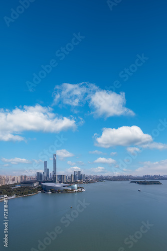 Aerial photography of the urban landscape of Jinji Lake in Suzhou