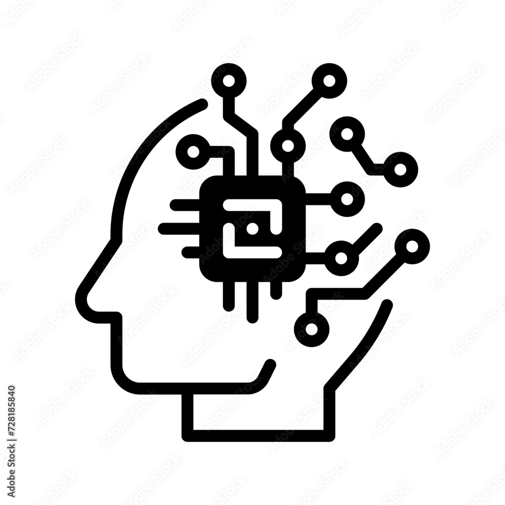 AI icon set style collection in line, solid, flat, flat line style on white background