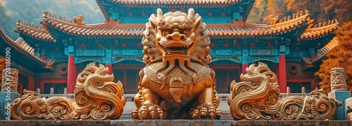 colossal golden Chinese dragon