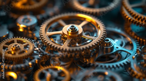 The essence of timekeeping mechanics revealed in a close-up of clockwork gears, where every second is a masterpiece of engineering