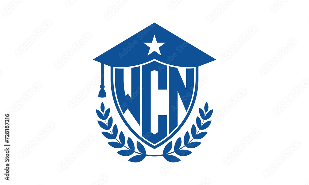 WCN three letter iconic academic logo design vector template. monogram, abstract, school, college, university, graduation cap symbol logo, shield, model, institute, educational, coaching canter, tech WCN three letter iconic academic logo design vector template. monogram, abstract, school, college, university, graduation cap symbol logo, shield, model, institute, educational, coaching canter, tech