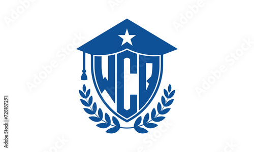 WCQ three letter iconic academic logo design vector template. monogram, abstract, school, college, university, graduation cap symbol logo, shield, model, institute, educational, coaching canter, tech photo