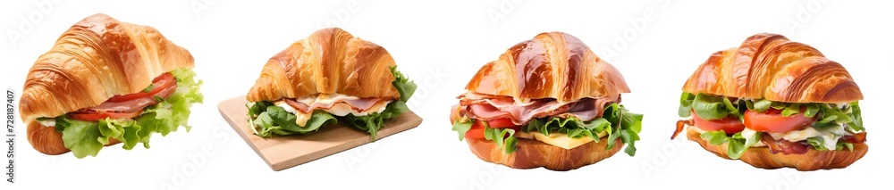 Croissant Sandwich transparent PNG background, white background , Generative Ai Croissant Sandwich transparent PNG background, white background , Generative Ai