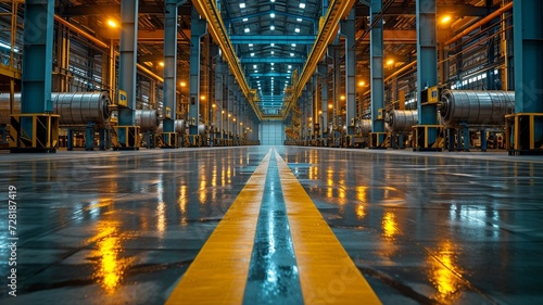 the interior of a large steel-constructed factory or industrial facility