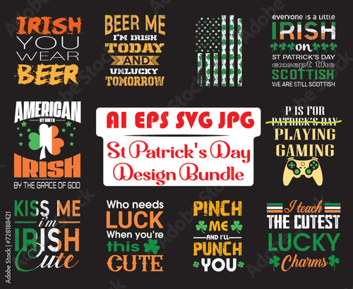 Awesome St Patrick’s Day Shamrock Design Bundle, Irish – Happy St Patrick’s Day Design Bundle, sublimation print, Dtf design. Honorary Paddy St Patrick’s Day t shirt design bundle
 photo