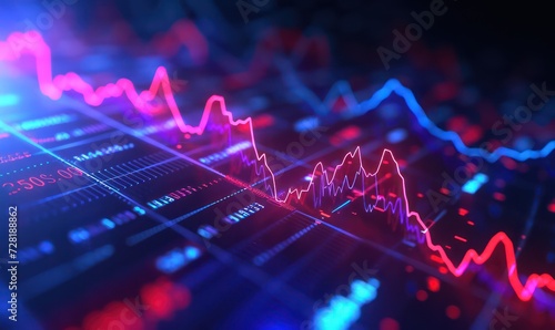 Graphs representing ups and downs. Financial market, stock market concept. Market trend. Generative AI based photo