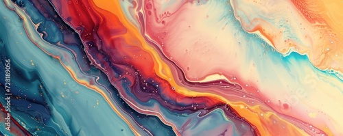 Fine intricate marble like flows of colorful paint with wavy basic structure. Generative AI