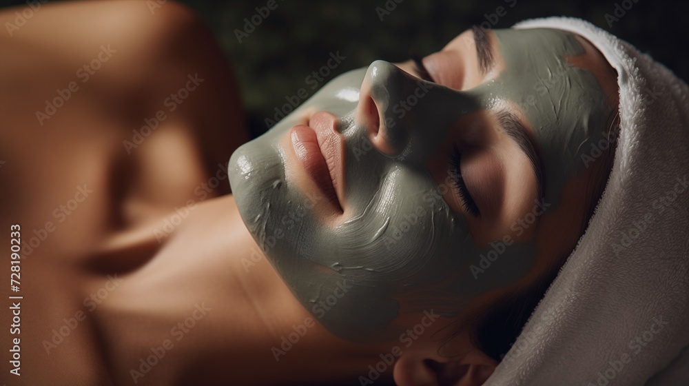 Naklejka premium Relaxing Clay Mask Treatment at a Serene Spa